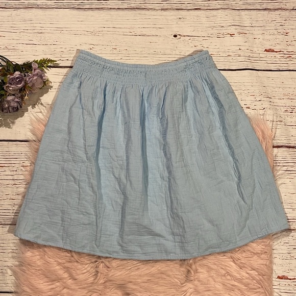 NWT J. Crew Factory Cotton Gauze Pull On Blue Mini Skirt - Picture 1 of 7